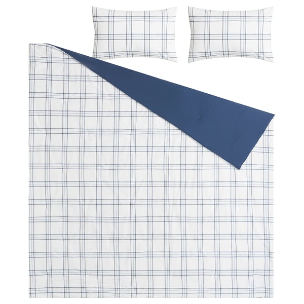 IKEA LINSNÄRJA Comforter Set Blue/white Full/Queen