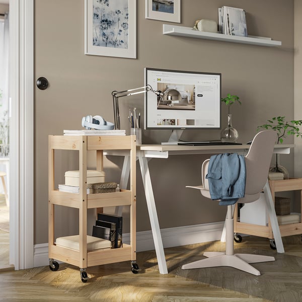 IKEA LOSHULT Utility Cart Pine 15x15x32 1/4 "