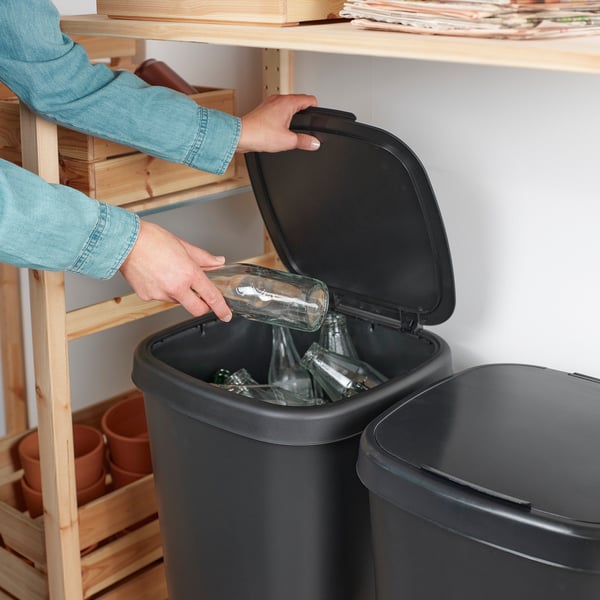 IKEA LÖVKVAST Bin With Lid Black 13 Gallon