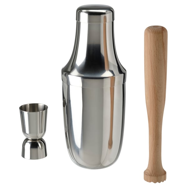 IKEA LUFTTÄT 3-piece bar set stainless steel/wood