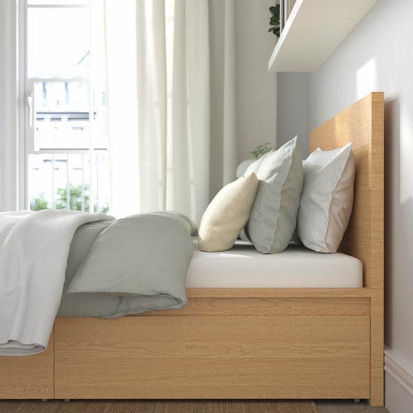 IKEA MALM High Bed Frame/2 Storage Boxes