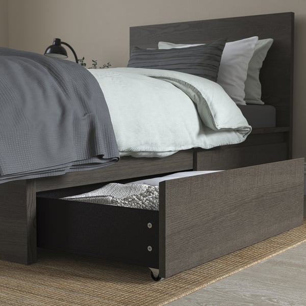 IKEA MALM High Bed Frame/2 Storage Boxes