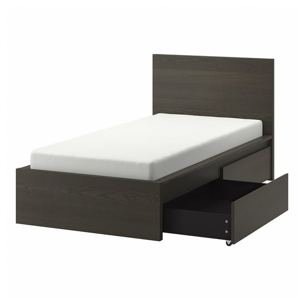 IKEA MALM High bed frame/2 storage boxes