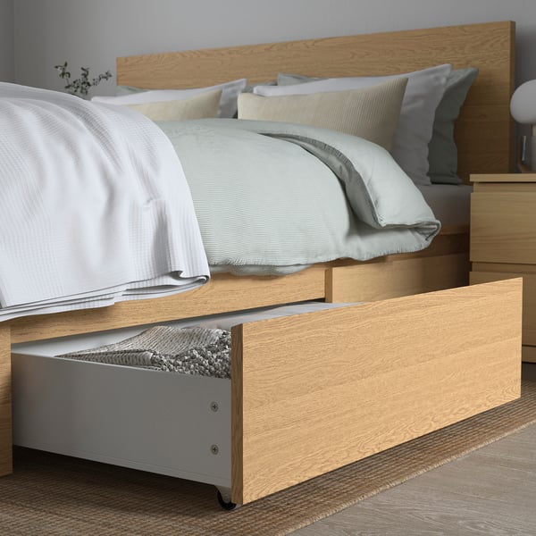 IKEA MALM High Bed Frame/4 Storage Boxes