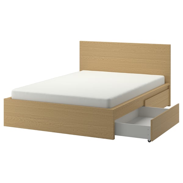 IKEA MALM High bed frame/4 storage boxes