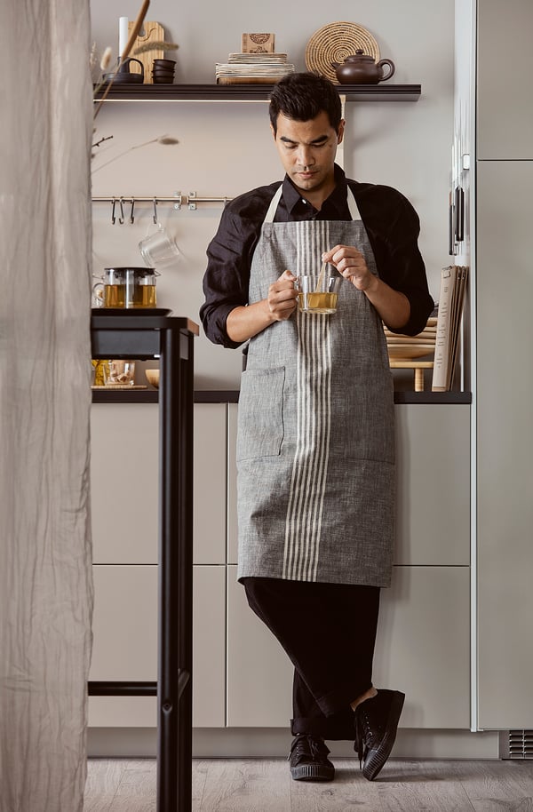 IKEA MARIATHERES Apron Gray 35x36 "