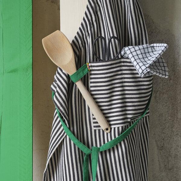 IKEA MÄVINN Apron Black White/stripe 36x35 "