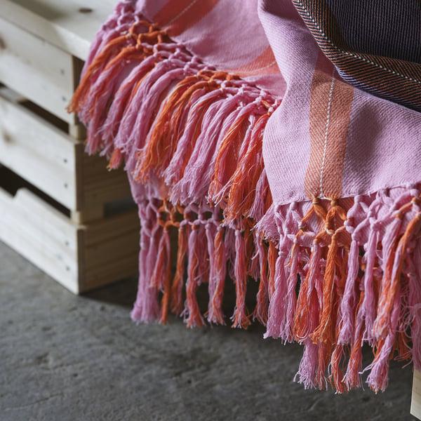 IKEA MÄVINN Throw Pink/orange Stripe 43x67 "