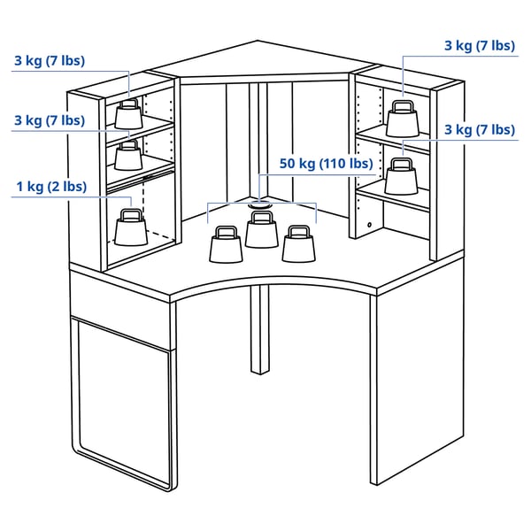 IKEA MICKE Corner Workstation White 39 3/8x55 7/8 "