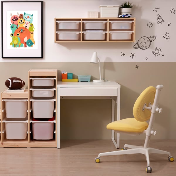 IKEA MICKE / DAGNAR Desk And Chair White/yellow
