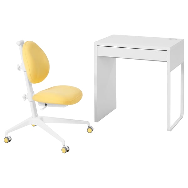IKEA MICKE / DAGNAR Desk and chair white/yellow