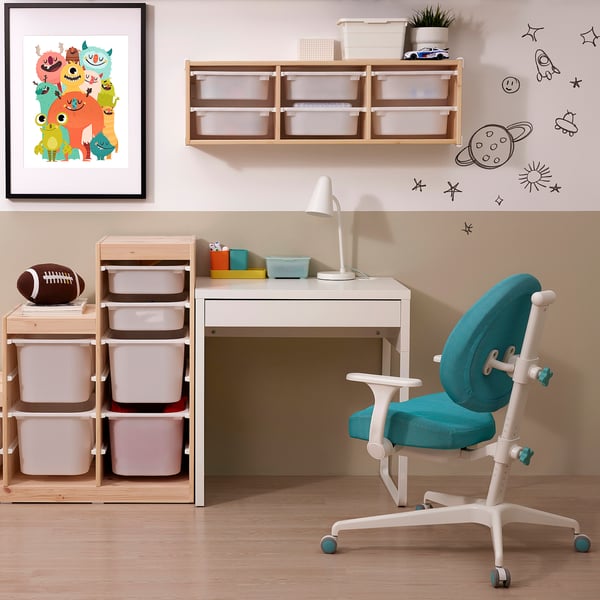 IKEA MICKE / GUNRIK Desk And Chair White/turquoise