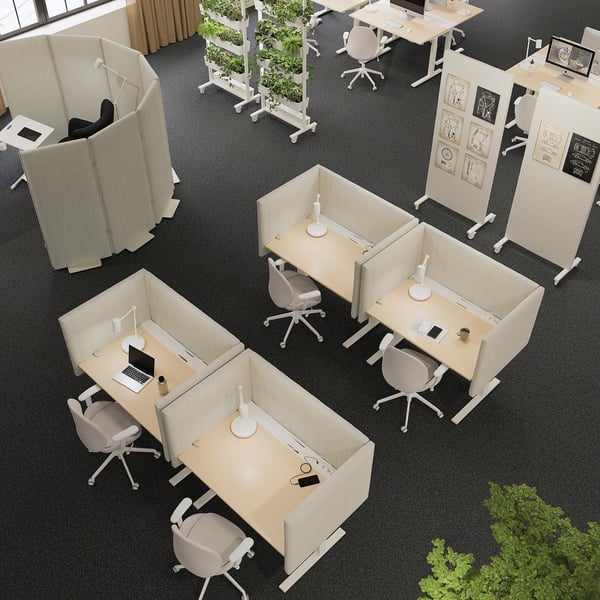 IKEA MITTZON Desk Birch Veneer/white 55 1/8x31 1/2 "