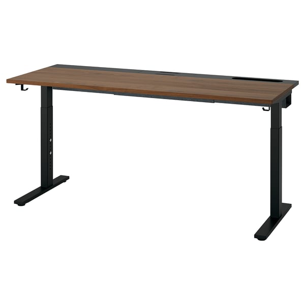 IKEA MITTZON Desk walnut veneer/black 63x23 5/8 "