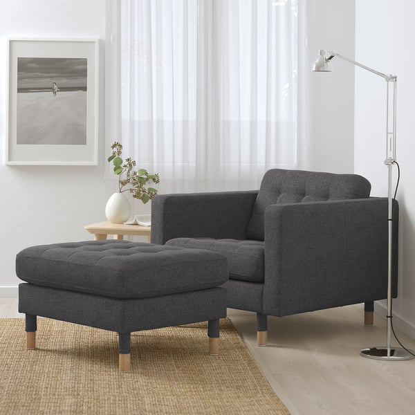 IKEA MORABO Ottoman Gunnared Dark Gray/wood