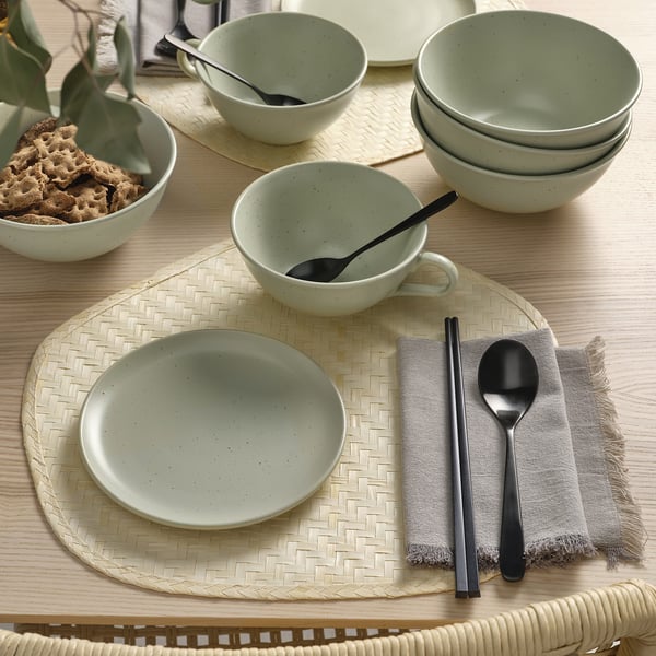 IKEA MOSSMAL Side Plate Dot Pattern/light Green 7 "