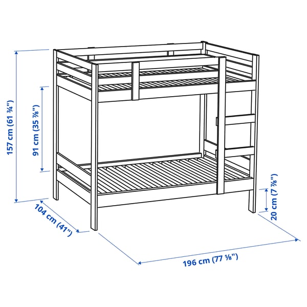 IKEA MYDAL Bunk Bed Frame White Twin
