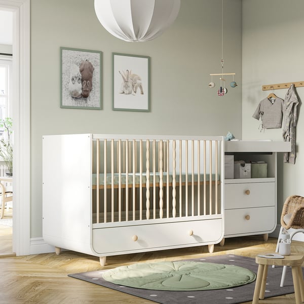 IKEA MYLLRA Crib With Drawer White 27 1/2x52 "