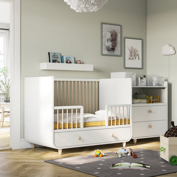 IKEA MYLLRA Crib With Drawer White 27 1/2x52 "