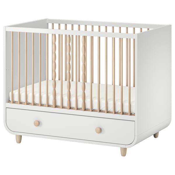 IKEA MYLLRA Crib with drawer white 27 1/2x52 "
