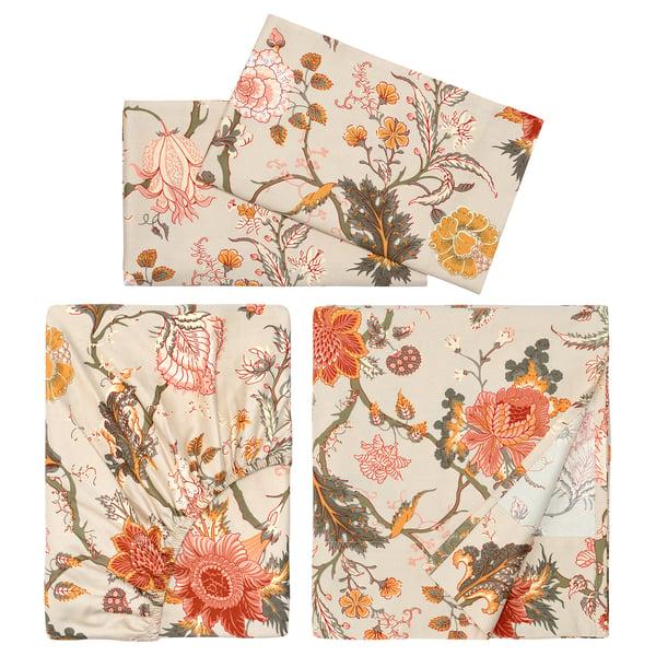 IKEA NÄSSELKLOCKA Sheet set light grey-beige Queen