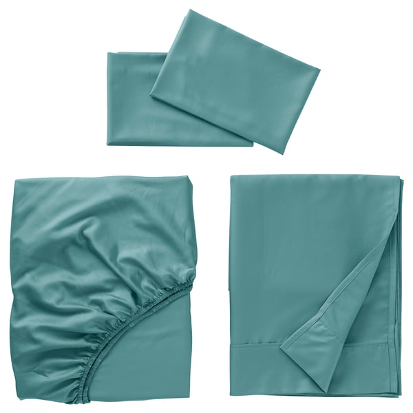 IKEA NATTJASMIN Sheet set blue-green Queen