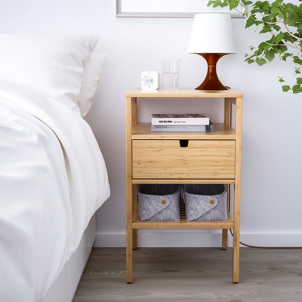 IKEA NORDKISA Nightstand Bamboo 15 3/4x15 3/4 "