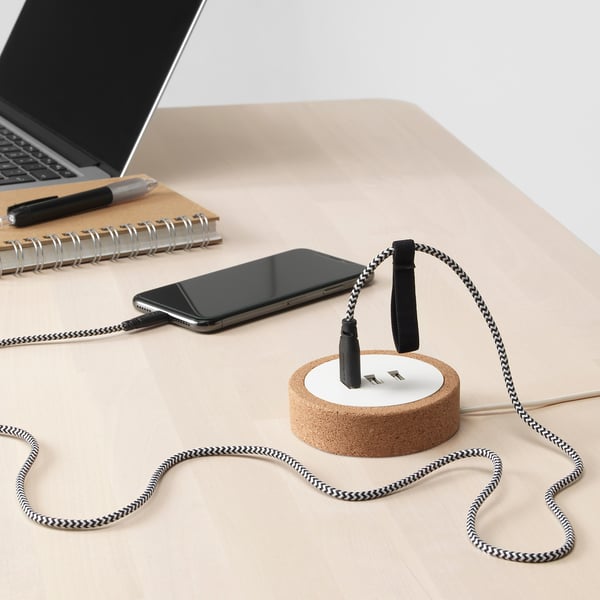 IKEA NORDMÄRKE USB Charger White/cork
