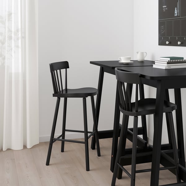 IKEA NORRARYD Bar Stool With Backrest Black 29 1/8 "