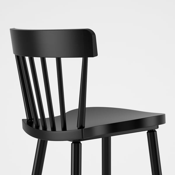 IKEA NORRARYD Bar Stool With Backrest Black 29 1/8 "