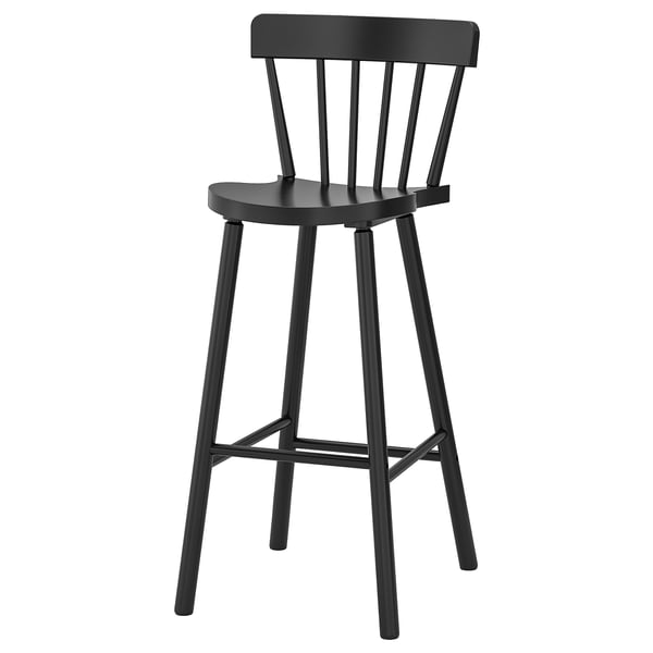 IKEA NORRARYD Bar stool with backrest black 29 1/8 "