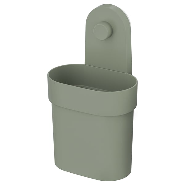 IKEA ÖBONÄS Container with suction cup gray-green