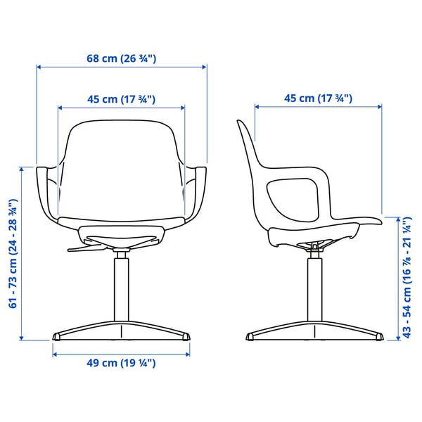 IKEA ODGER Swivel Chair White/beige