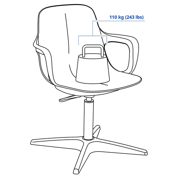 IKEA ODGER Swivel Chair White/beige