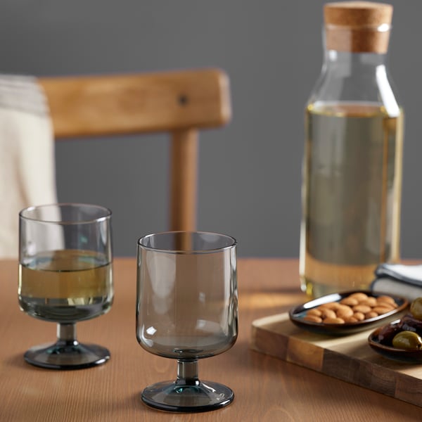 IKEA OMBONAD Goblet Gray 11 Oz