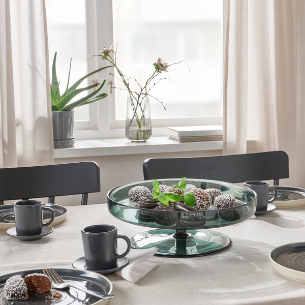IKEA OMBONAD Serving Plate Glass Gray 11 "