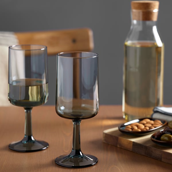IKEA OMBONAD Wine Glass Gray 14 Oz