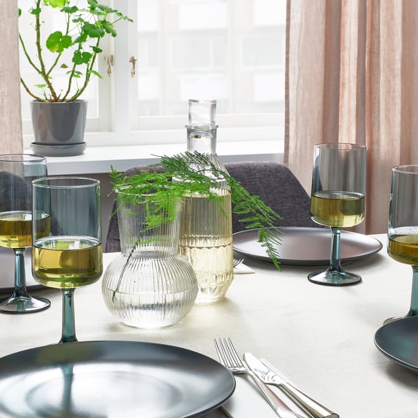 IKEA OMBONAD Wine Glass Gray 14 Oz