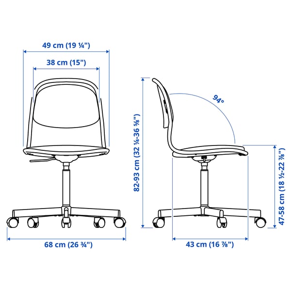 IKEA ÖRFJÄLL Swivel Chair White/Vissle Dark Blue