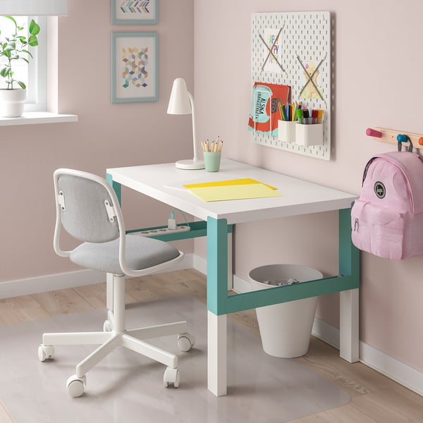IKEA PÅHL Desk White/turquoise 37 3/4x22 7/8 "
