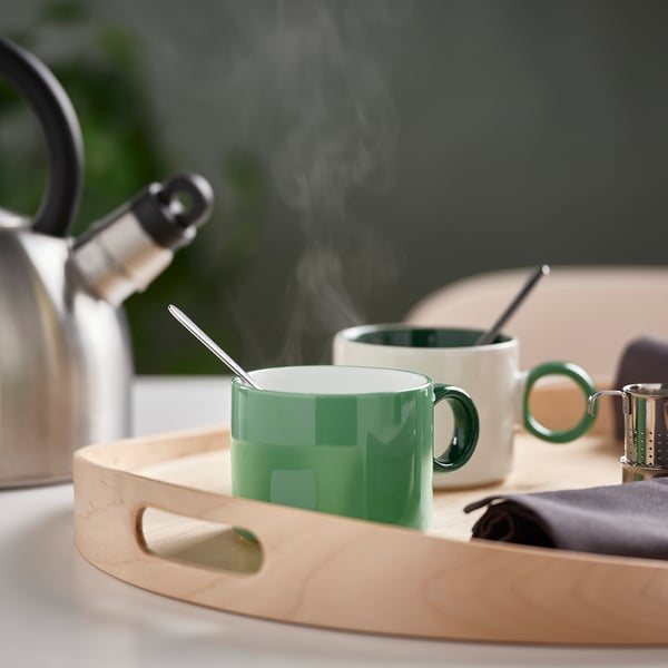 IKEA PIGGÅL Mug White/green 10 Oz