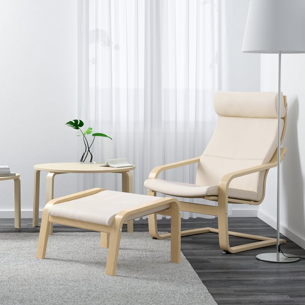 IKEA POÄNG Ottoman Birch Veneer/Glose Off-white