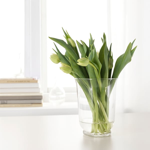 IKEA POMP Vase/candle Holder Clear Glass 7 "