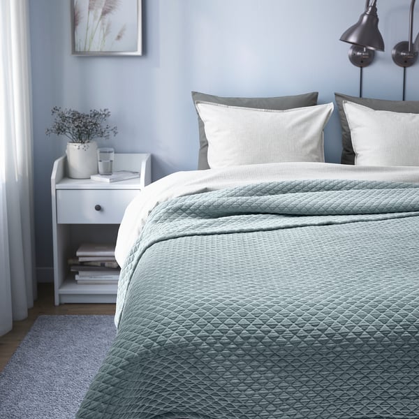 IKEA PRAKTVIAL Bedspread Gray-blue King
