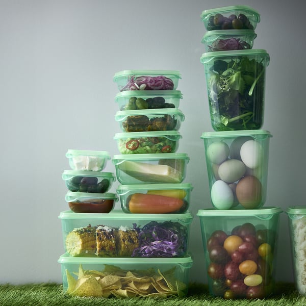 IKEA PRUTA Food Container With Lid Set Of 17 Green