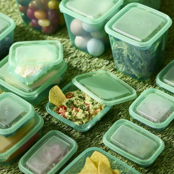 IKEA PRUTA Food Container With Lid Set Of 17 Green