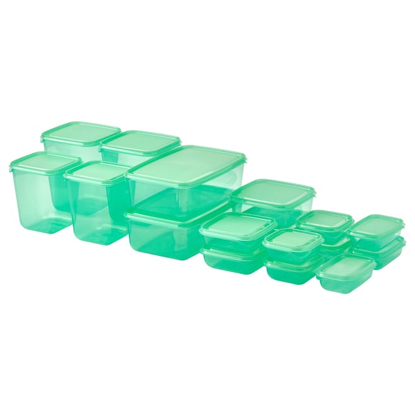 IKEA PRUTA Food container with lid set of 17 green