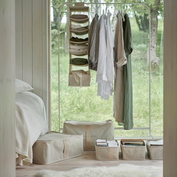 IKEA PURRPINGLA Storage Case Textile/beige 17x21x7 "