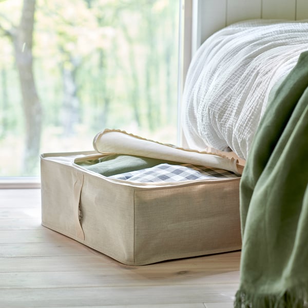 IKEA PURRPINGLA Storage Case Textile/beige 17x21x7 "