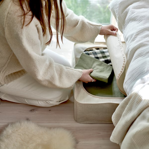 IKEA PURRPINGLA Storage Case Textile/beige 17x21x7 "